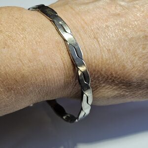 Vintage Sterling Silver Bangle Bracelet 925 Mexico Flat Braided Woven 8"